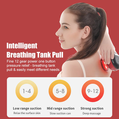 12 Gears Electric Cupping Therapy Massager Vacuum Suction Cups Adjustable Therapy Cupping Guasha Massage Tool Muscle Stimulator