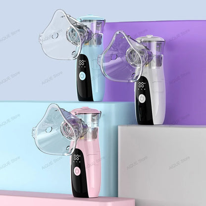 AiQUE Rechargeable Nebulizer Mesh Portable LED Hoseheld Medical Silent Ultrasonic Inhaler Mobile Steam Runny Nose Child Adult