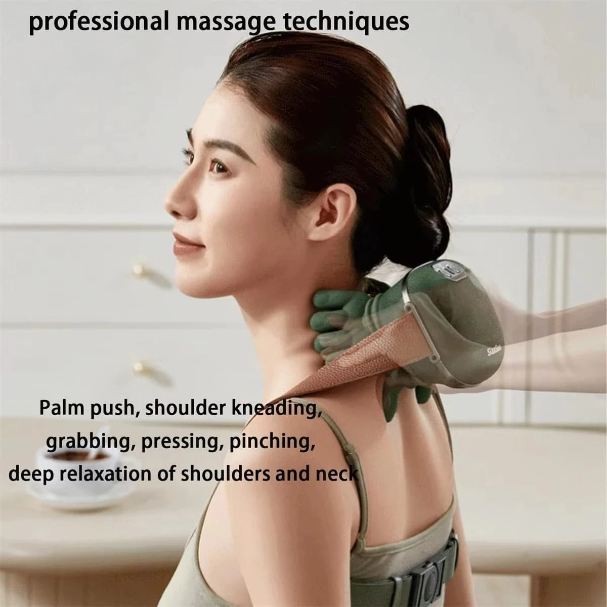 Electric Neck Massager & Back Massager Electric Deep Tissue Massage 4D Palm-Like Design Relieves Pain, Relaxes Muscles