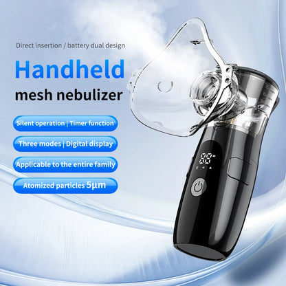 AiQUE Rechargeable Nebulizer Mesh Portable LED Hoseheld Medical Silent Ultrasonic Inhaler Mobile Steam Runny Nose Child Adult